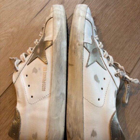 Authentic Golden Goose Super-Star Leather Sneakers Size 37 White and Gold - Picture 9 of 9